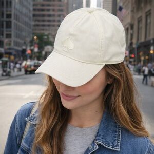 Kate Spade New York Baseball Embroidered Cap/Hat, French Cream